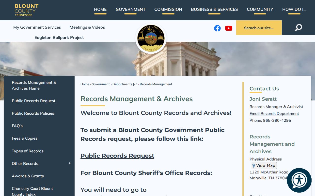 Maryville residents directory Blount County Records Management archive