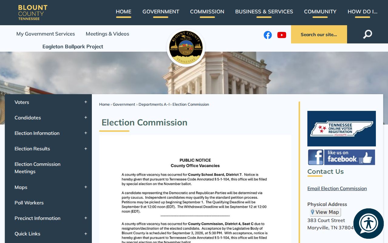 Maryville residents directory Blount County Election Commission source