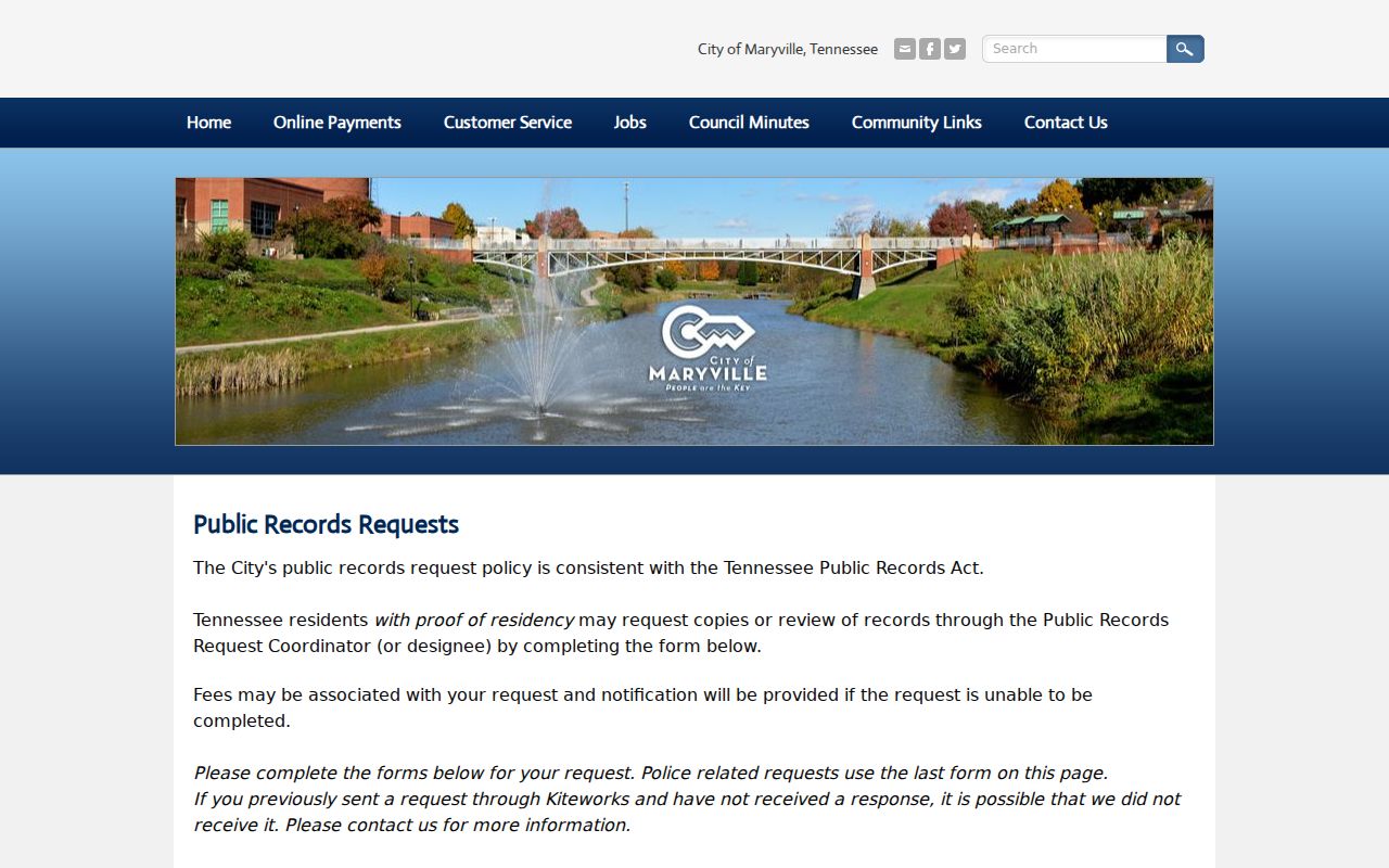 Maryville residents directory city public records request source