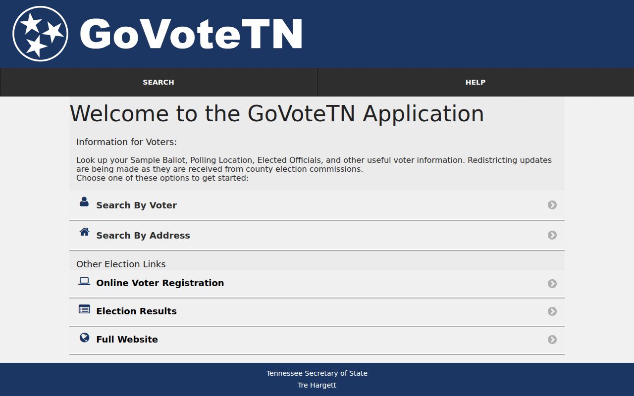 Tennessee GoVote voter name and address search for Maryville