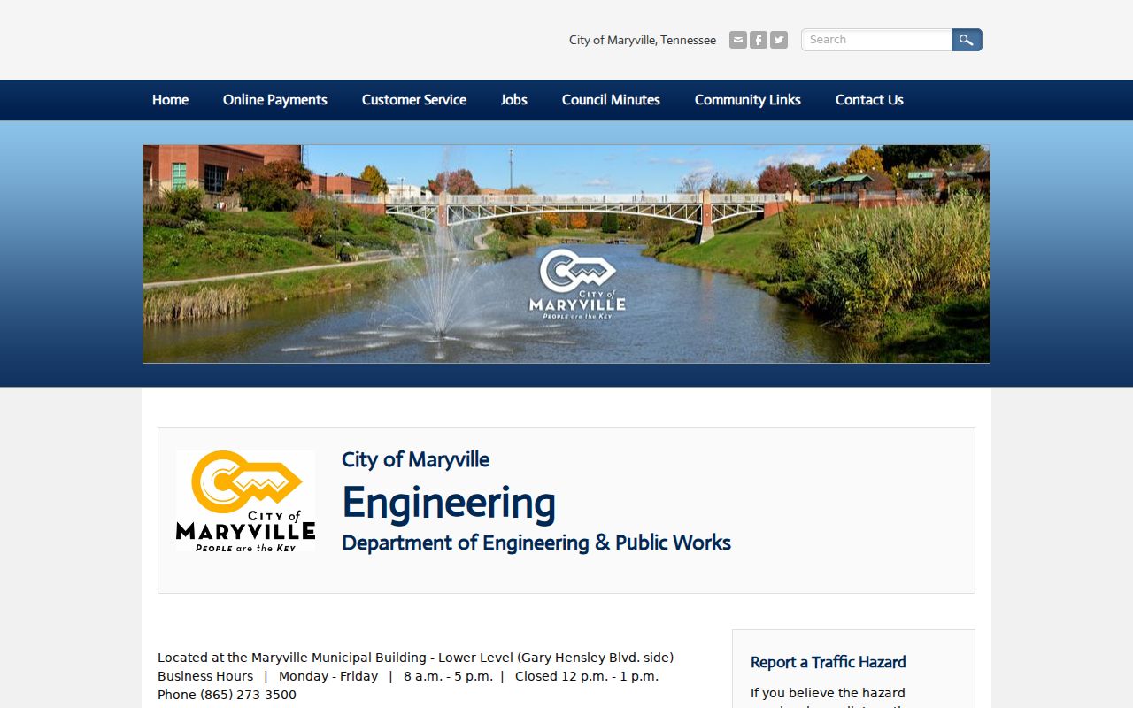 Maryville street directory Engineering and Public Works page