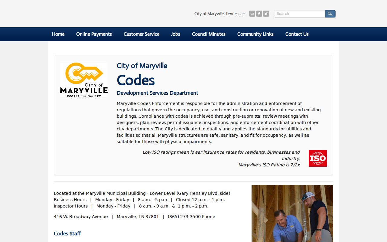 Maryville street directory Codes and Development Services page